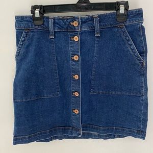 J.Crew Mercantile Cotton Jean Skirt Button front